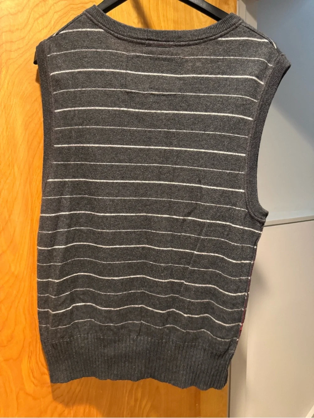 American Eagle Outfitters Charcoal Gray Striped V-Neck Sweater Vest